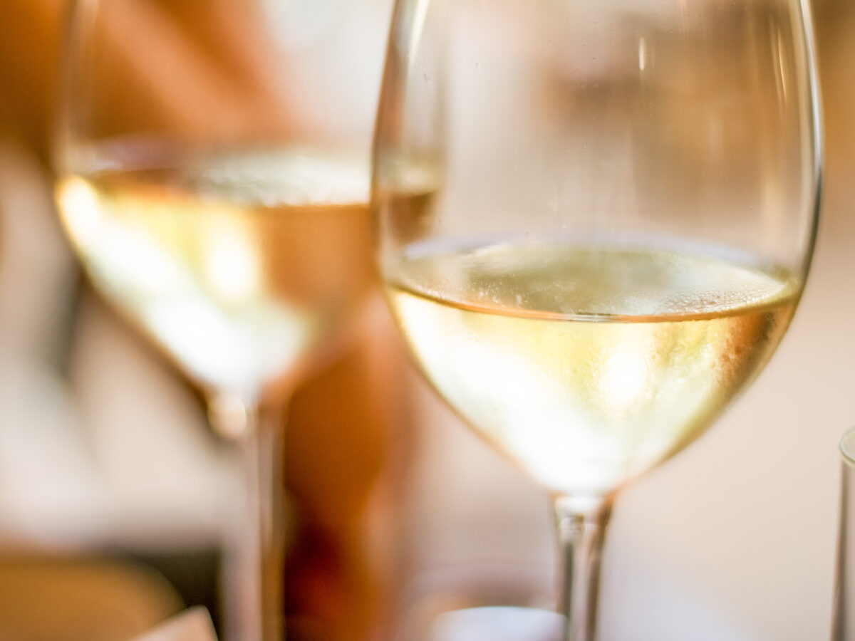 French white wine in a restaurant in Paris, travel experience